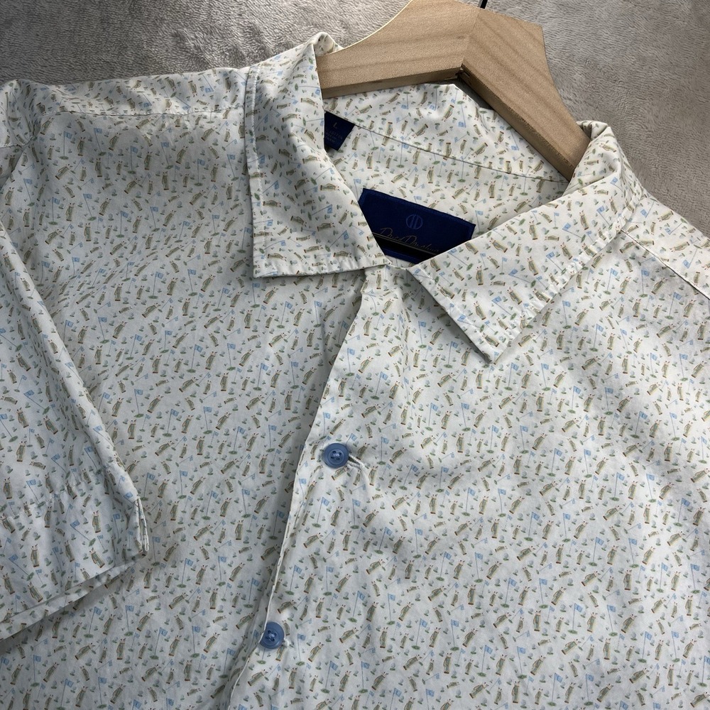 David Donahue Men's Camp Shirt L Short Sleeve Golf Clubs Print